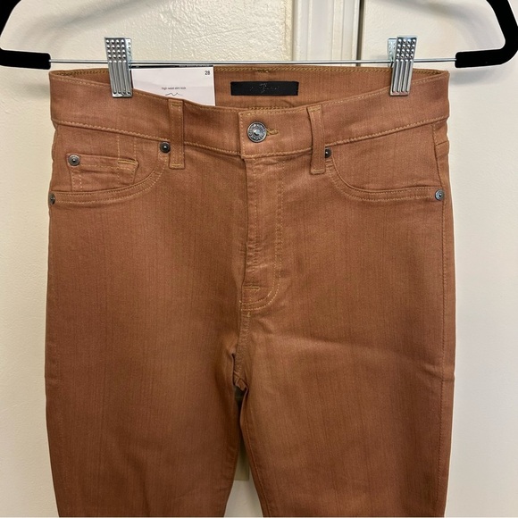 NWT 7 For All Mankind High Waist Slim Kick Jeans 28 Chocolate Color Denim Flare - Picture 4 of 12